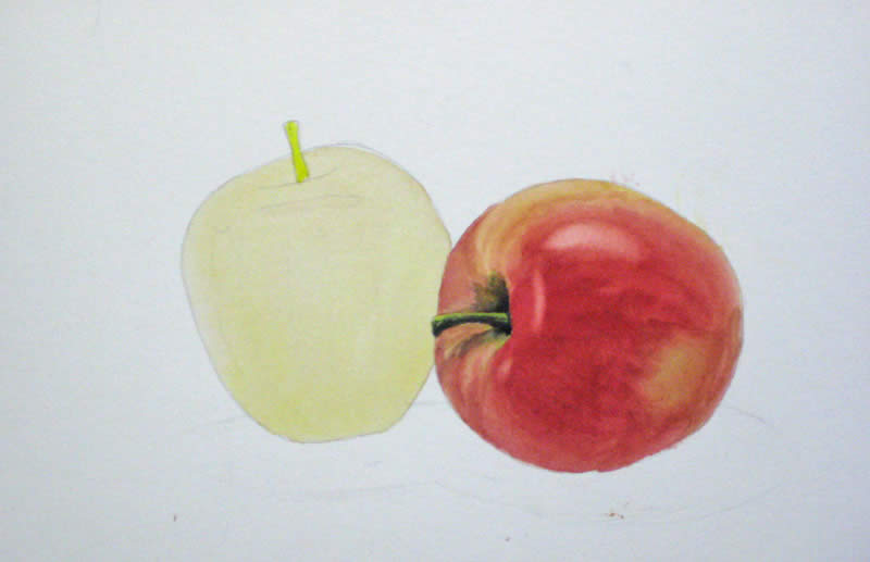 How to paint an apple with watercolor