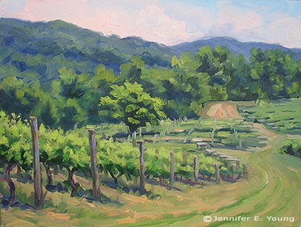 Vineyard landscape painting by Jennifer Young