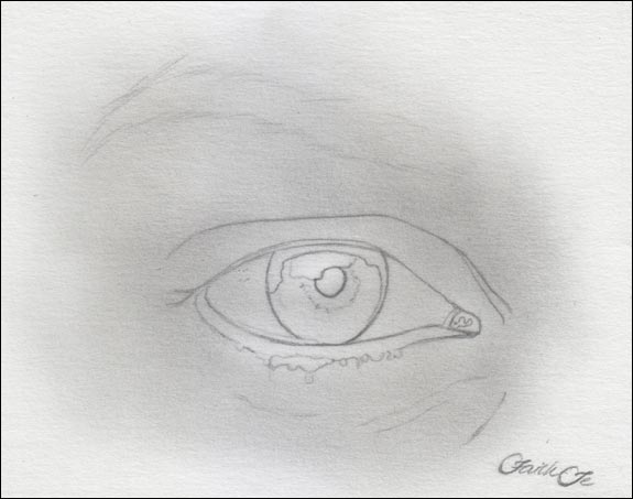 Female Eye Pencil Drawing Tutorial Step 2