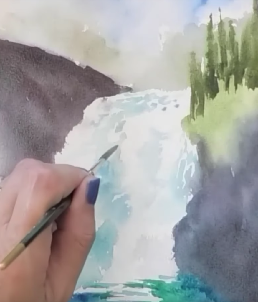 How to Paint a Waterfall in Watercolor for Beginners