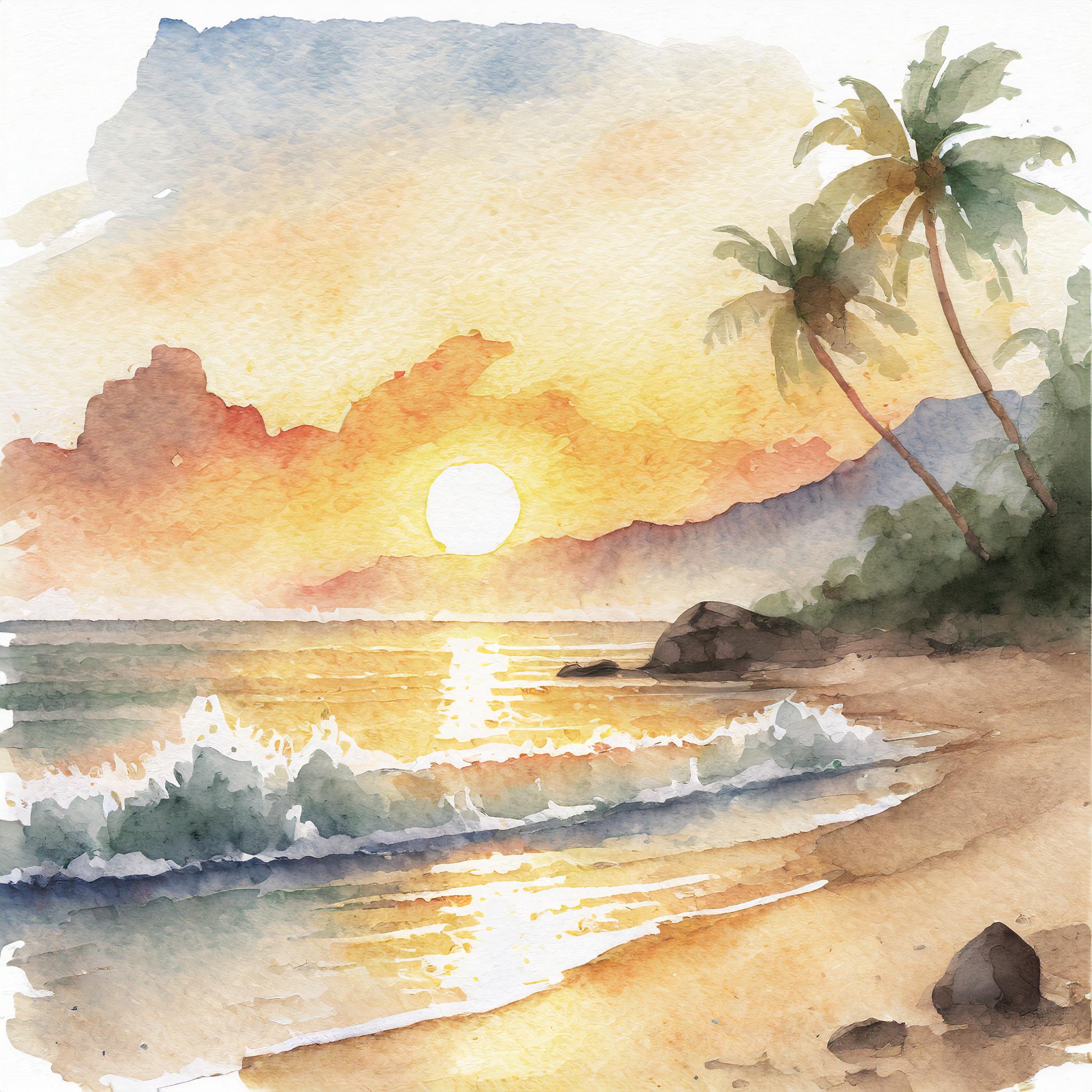 how to paint a sunset with watercolor